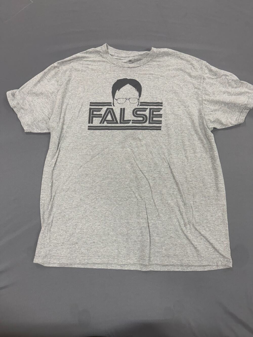 The Office Mens 2X Gray Dwight Schrute T Shirt False Graphic Tee Short Sleeve